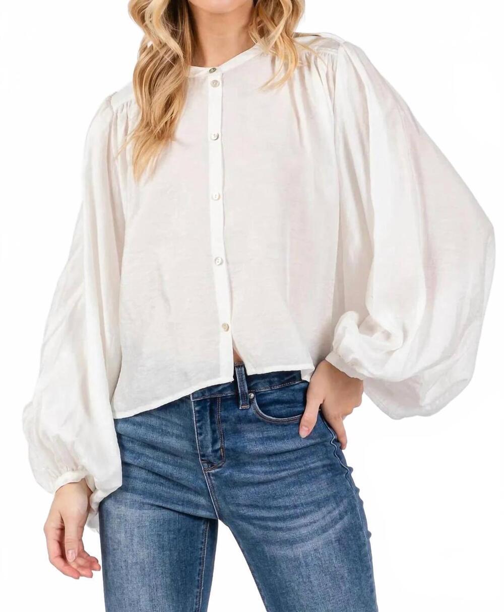 NEW CALISTA giselle balloon sleeve shirt in white